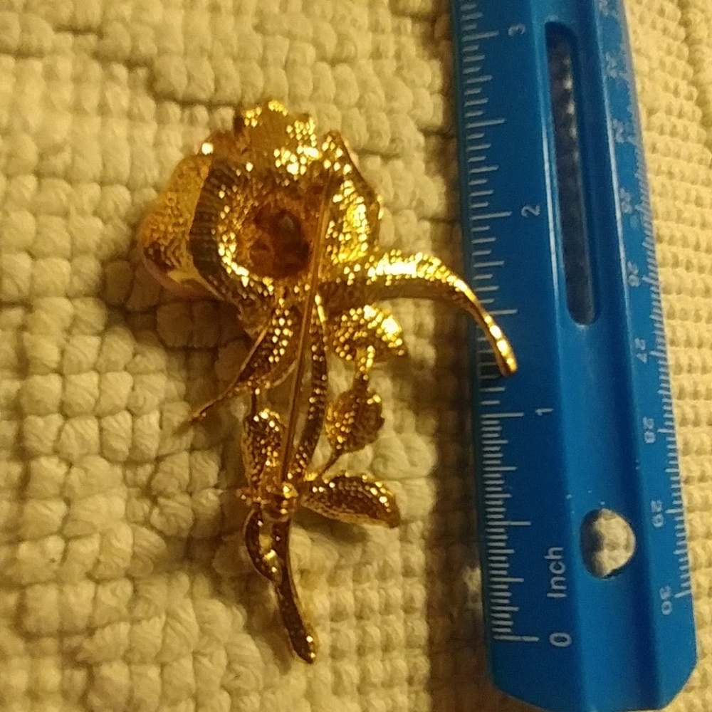 Blush Pink & Rhinestone Gold Pin - Picture 4 of 5